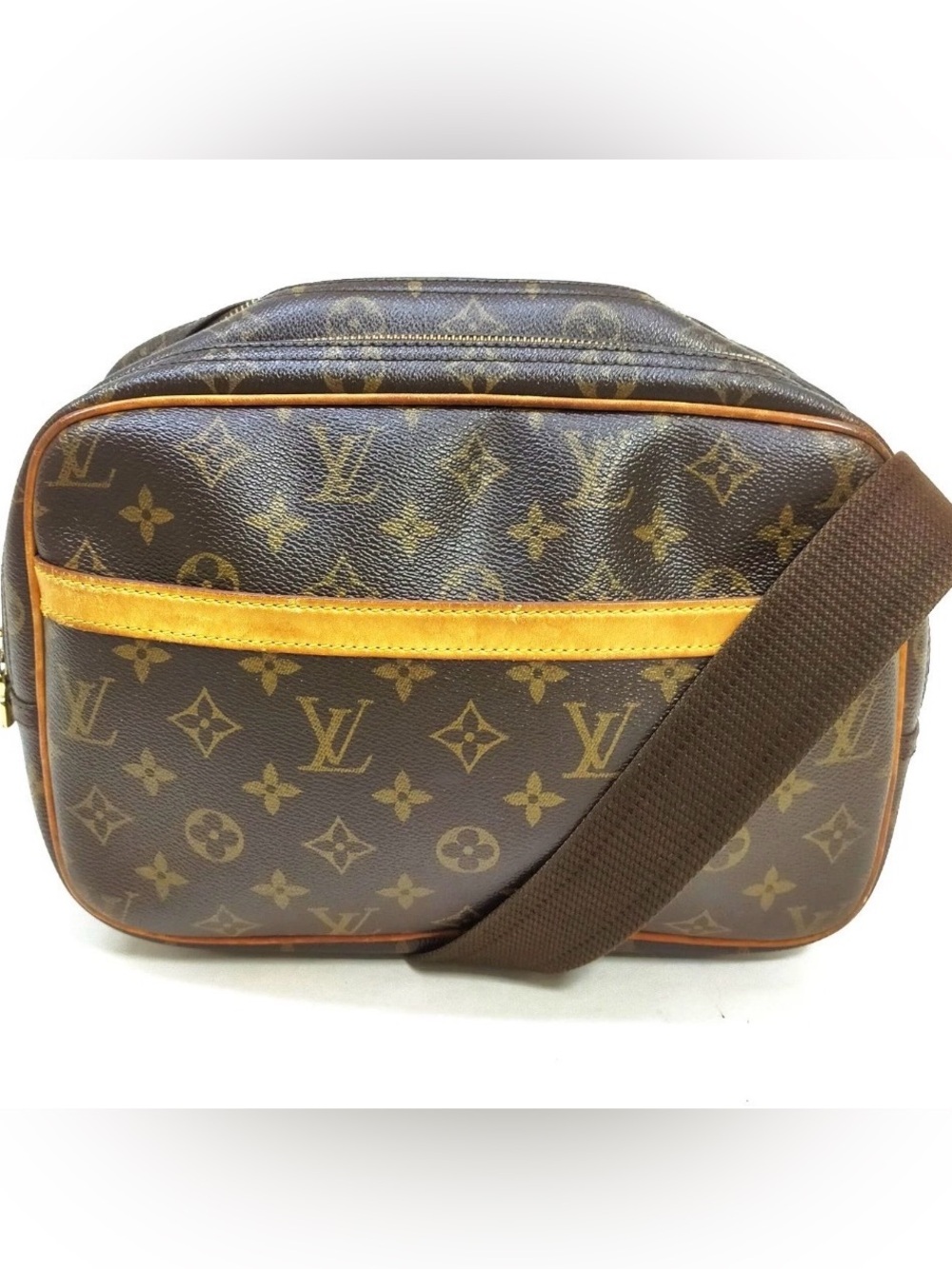 Louis Vuitton Reporter PM Monogram Canvas Messenger Bag in Brown and Tan